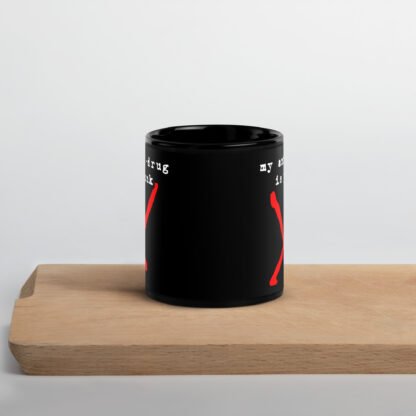 "My anti-drug is punk" Black Glossy Mug - Image 2