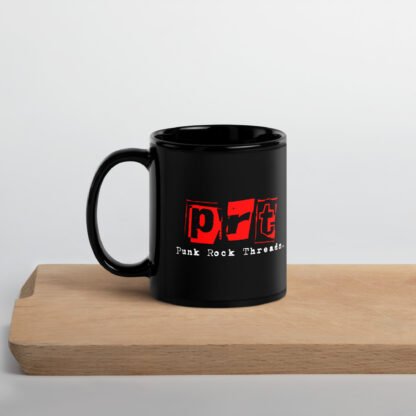 Punk Rock Threads logo Black Glossy Mug - Image 3