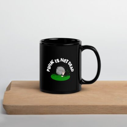 "Punk Is Not Dead" Black Glossy Mug - Image 3