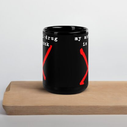 "My anti-drug is punk" Black Glossy Mug - Image 5