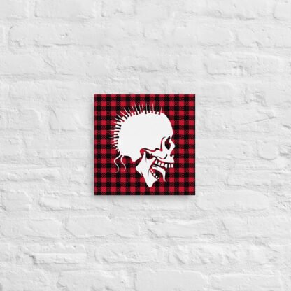 "White Skull/Plaid Background" Canvas - Image 2