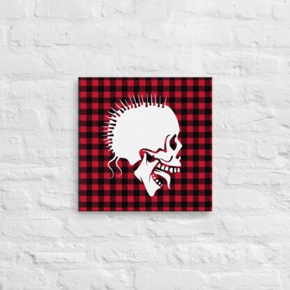 "White Skull/Plaid Background" Canvas