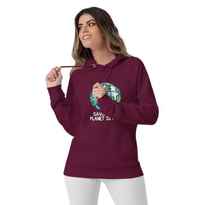 "Saving The Planet Is Punk" Unisex eco raglan hoodie - Image 6