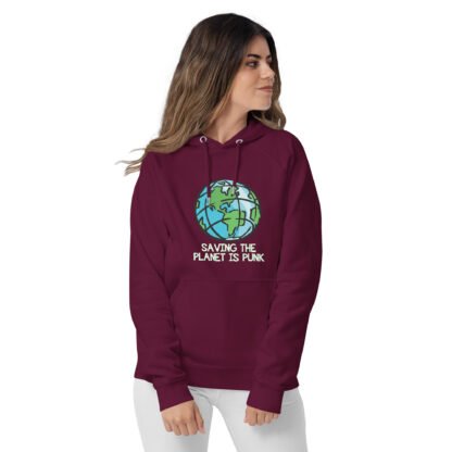 "Saving The Planet Is Punk" Unisex eco raglan hoodie - Image 5