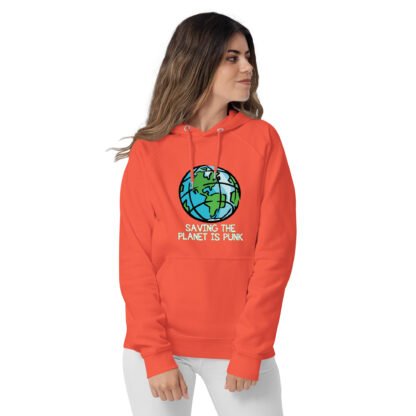 "Saving The Planet Is Punk" Unisex eco raglan hoodie - Image 10
